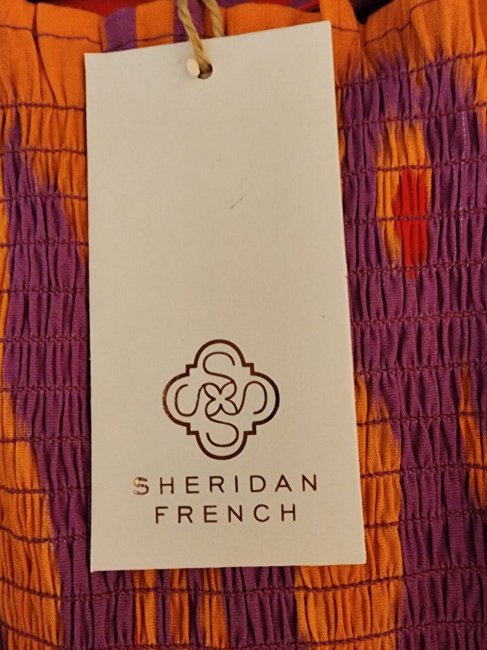 Sheridan French Kelly Maxi Dress L Sunset Ikat NWT Smocked Tiered Resort Wedding - Picture 6 of 11